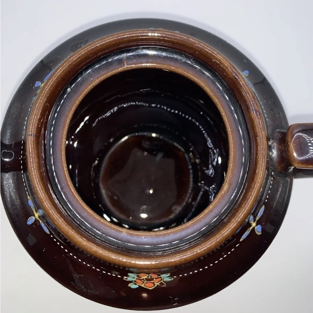 Vintage Tea Pot Made In Japan Handpainted Brown Floral Moorage - Picture 4 of 5